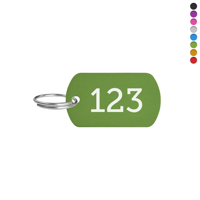 Porte-clés numéroté en aluminium anodisé - 38 x 22 mm - par pièce