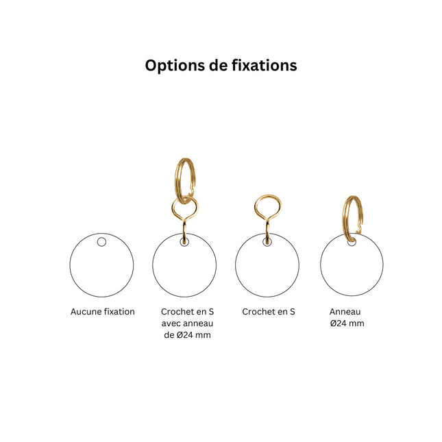 Porte-clés avec texte en laiton rond - par pièce