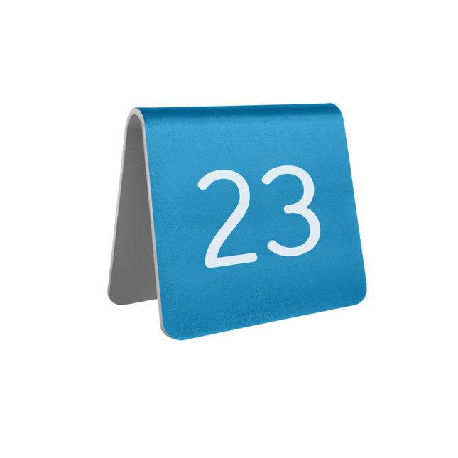 Chevalet de table numéroté bleu aluminium Élisto - 60 x 60 mm - par pièce