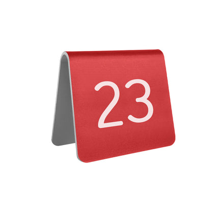 Chevalet de table numéroté rouge aluminium Élisto - 60 x 60 mm - par pièce
