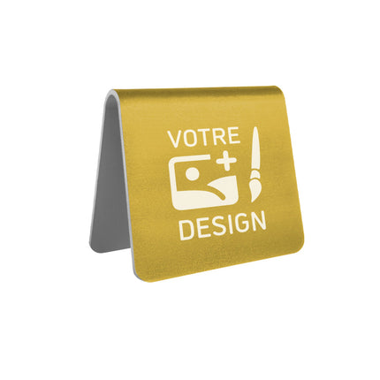 Chevalet de table personnalisé doré aluminium Élisto - 60 x 60 mm - par pièce
