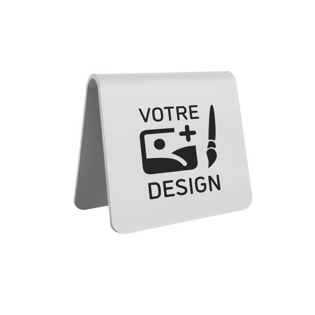 Chevalet de table personnalisé argenté aluminium Élisto - 60 x 60 mm - par pièce