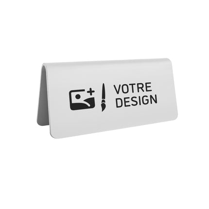 Chevalet de table personnalisé argenté aluminium Élisto - 100 x 50 mm - par pièce
