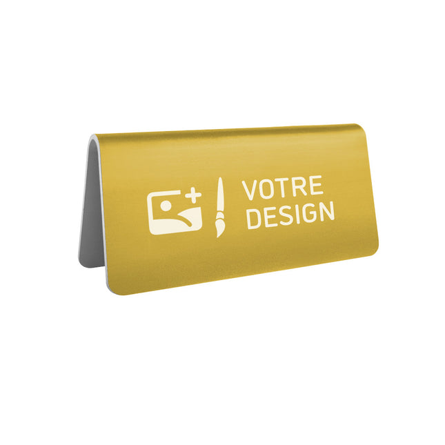 Chevalet de table personnalisé doré aluminium Élisto - 100 x 50 mm - par pièce