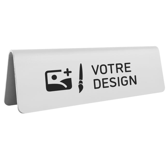 Chevalet de table personnalisé argenté aluminium Élisto - 160 x 50 mm - par pièce