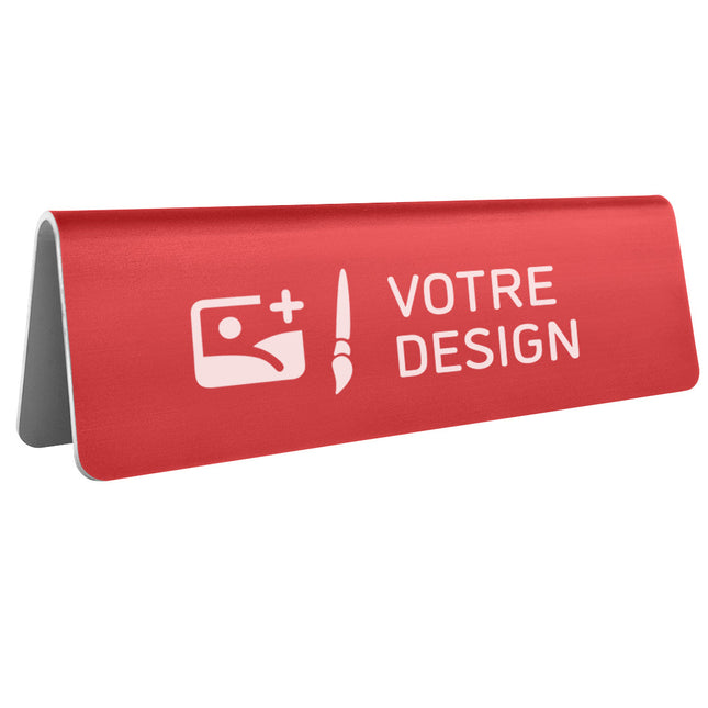 Chevalet de table personnalisé rouge aluminium Élisto - 160 x 50 mm - par pièce