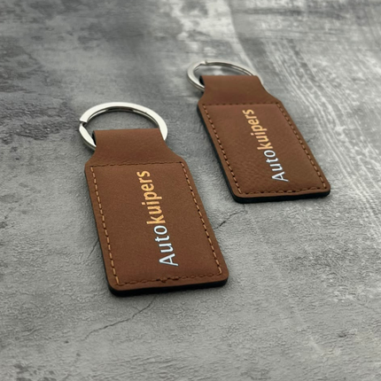 Porte-clés en cuir personnalisé rectangle marron - 70 x 33 mm - par pièce
