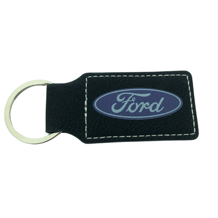 Porte-clés en cuir personnalisé rectangle noir - 70 x 33 mm - par pièce