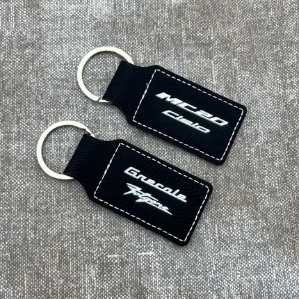Porte-clés en cuir personnalisé rectangle noir - 70 x 33 mm - par pièce