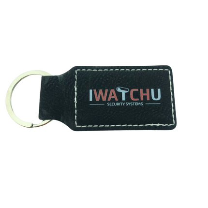 Porte-clés en cuir personnalisé rectangle noir - 70 x 33 mm - par pièce