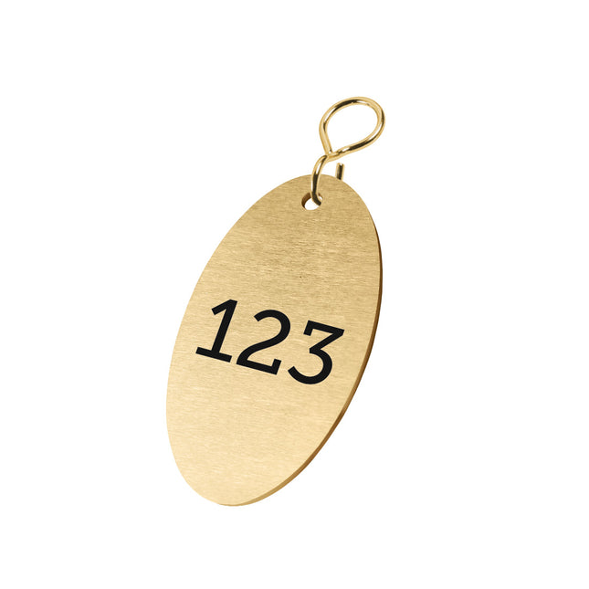 Porte-clés numéroté en laiton ovale - 67 x 37 mm - par pièce