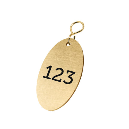 Porte-clés numéroté en laiton ovale - 67 x 37 mm - par pièce