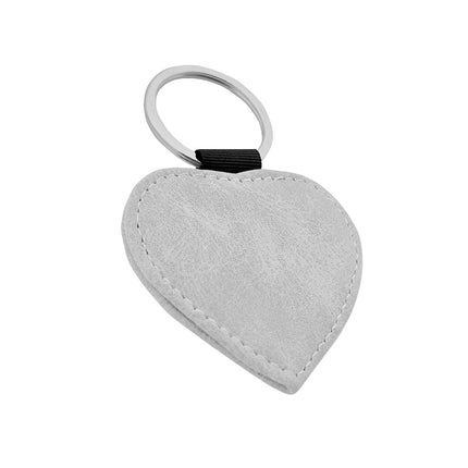 Porte-clés en cuir personnalisé cœur gris clair- 62 x 57 mm - par pièce