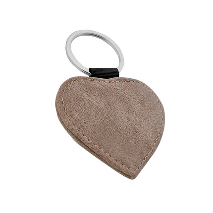 Porte-clés en cuir personnalisé cœur gris - 62 x 57 mm - par pièce