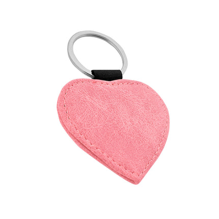 Porte-clés en cuir personnalisé cœur rose - 62 x 57 mm - par pièce