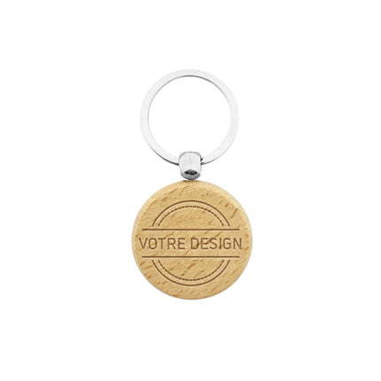 Porte-clés personnalisé gravé en bois cercle - 40 x 40 mm - par pièce