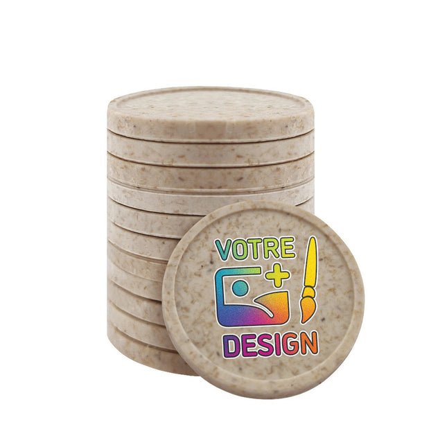Jetons personnalisés en fibre de bois -  Ø23 mm - 100 pièces