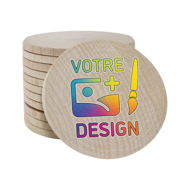 Jetons personnalisés en bois -  Ø50 mm - 100 pièces