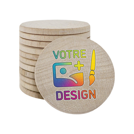 Jetons personnalisés en bois -  Ø37 mm - 100 pièces