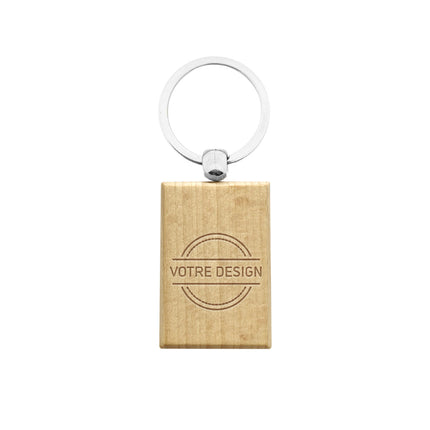 Porte-clés personnalisé gravé en bois rectangle - 30 x 43 mm - par pièce