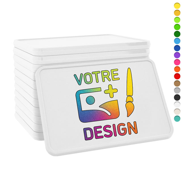 Jetons personnalisés blancs rectangle - 50 x 35 mm - 100 pièces