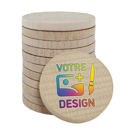 Jetons personnalisés en bois - Ø29 mm - 100 pièces