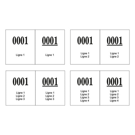Carnet de tickets vestiaire avec 4 lignes de texte à personnaliser - 1000 tickets