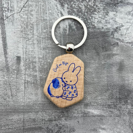 Porte-clés personnalisé en bois hexagone - 48 x 35 mm - par pièce