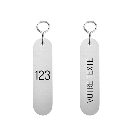 Porte-clés hôtel Victor argenté gravé - aluminium - 78 x 20 mm - par pièce