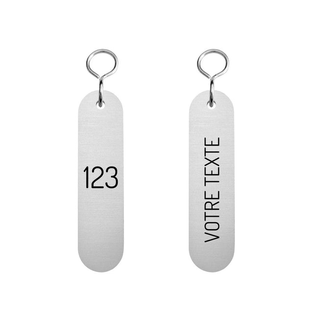 Porte-clés hôtel Victor argenté gravé - aluminium - 78 x 20 mm - par pièce