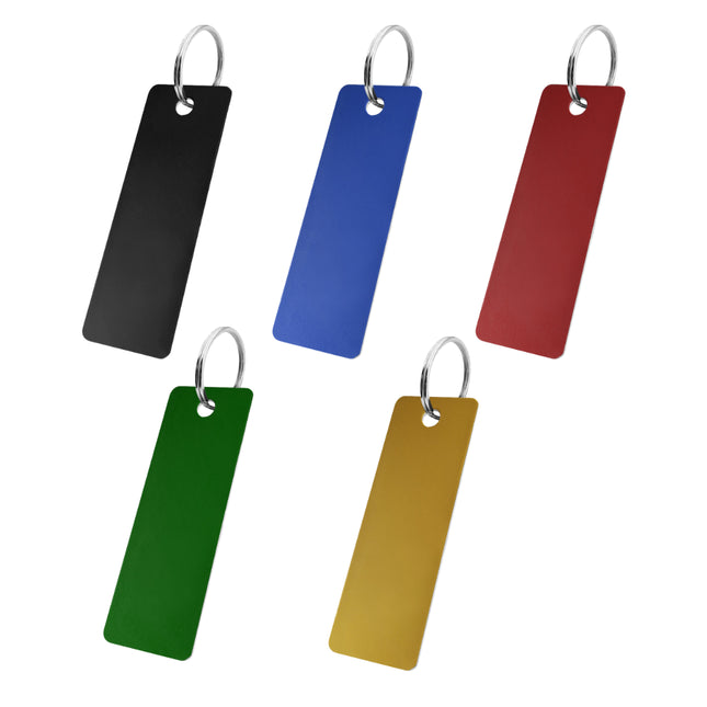 Porte-clés avec numéro de téléphone en aluminium anodisé rectangle - 70 x 25 mm - par pièce