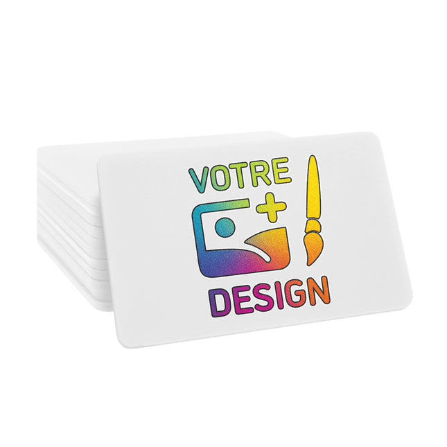 Jetons personnalisés blancs forme en rectangle - 54 x 39 mm - 100 pièces