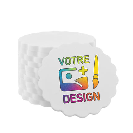 Jetons personnalisés blancs en vague - 38 x 38 mm - 100 pièces