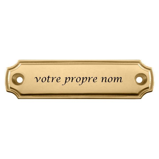 Plaque de porte avec nom en laiton - 100 x 27 mm - par pièce
