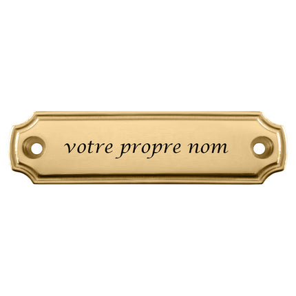 Plaque de porte avec texte en laiton - 100 x 27 mm - par pièce