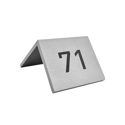 Chevalet de table numéroté argenté aluminium Fortis - 50 x 40 mm - par pièce