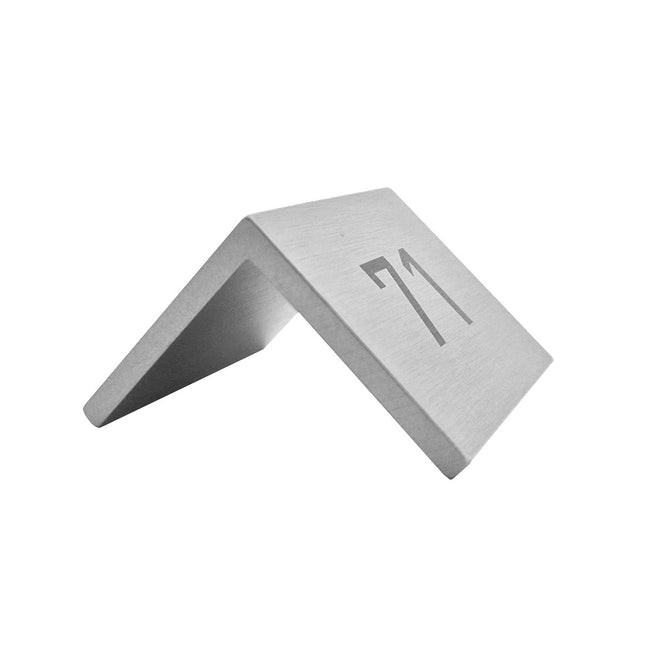 Chevalet de table numéroté argenté aluminium Fortis - 50 x 40 mm - par pièce