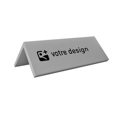 Chevalet de table personnalisé argenté aluminium Fortis - 100 x 40 mm - par pièce