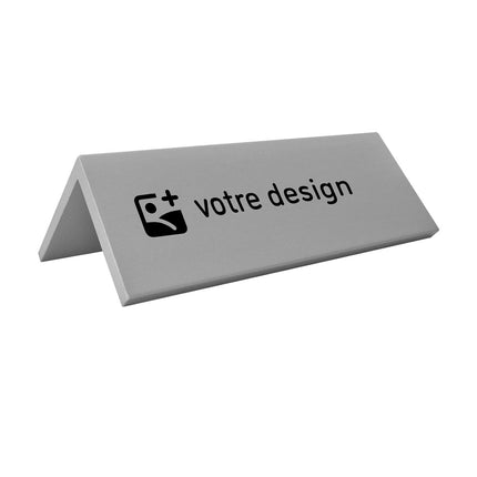 Chevalet de table personnalisé argenté aluminium Fortis - 120 x 50 mm - par pièce