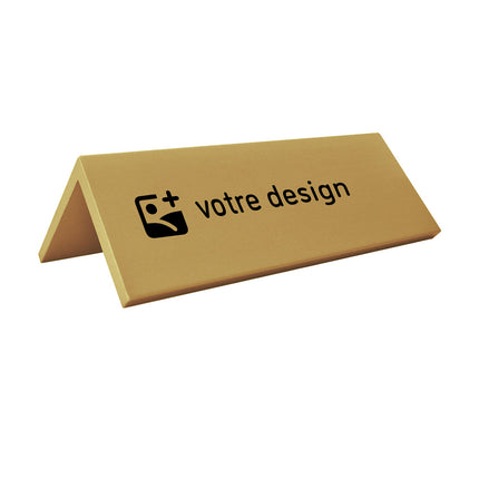 Chevalet de table personnalisé doré aluminium Fortis - 120 x 50 mm - par pièce