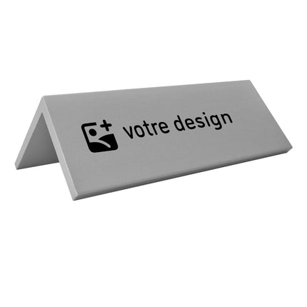 Chevalet de table personnalisé argenté aluminium Fortis - 160 x 50 mm - par pièce