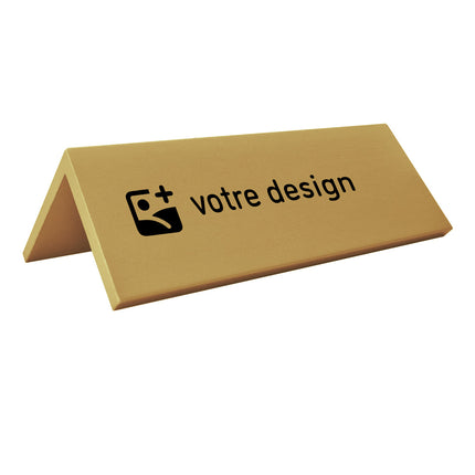 Chevalet de table personnalisé doré aluminium Fortis - 160 x 50 mm - par pièce
