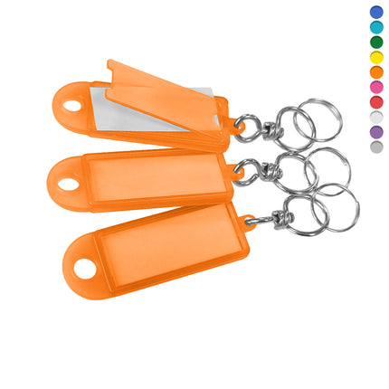 Porte-clés étiquettes avec émerillon - 60 x 22 mm - 100 pièces