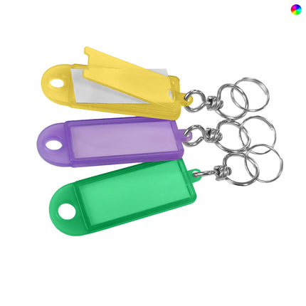 Porte-clés étiquettes avec émerillon - 60 x 22 mm - ensemble de 15 couleurs
