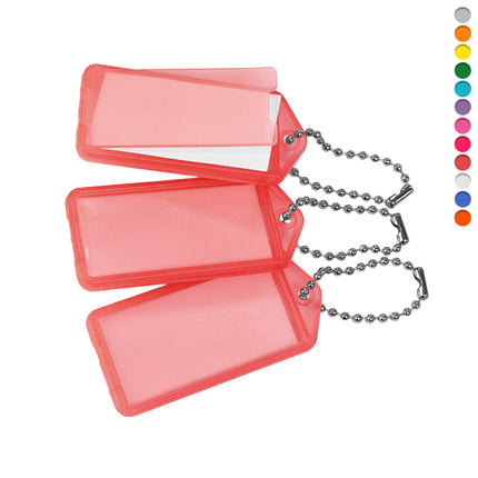 Porte-clés étiquettes avec chaîne à billes - 60 x 27 mm - 100 pièces