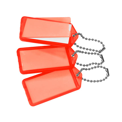 Porte-clés étiquettes avec chaîne à billes - 60 x 27 mm - 100 pièces