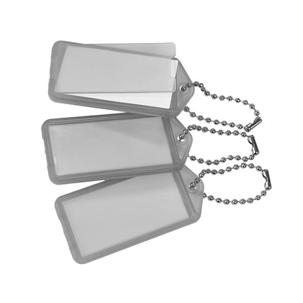 Porte-clés étiquettes avec chaîne à billes - 60 x 27 mm - 100 pièces