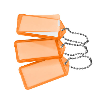 Porte-clés étiquettes avec chaîne à billes - 60 x 27 mm - 100 pièces
