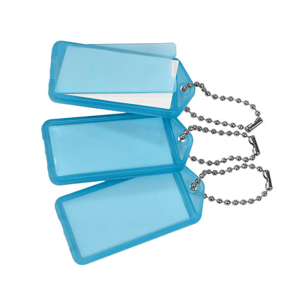 Porte-clés étiquettes avec chaîne à billes - 60 x 27 mm - 100 pièces