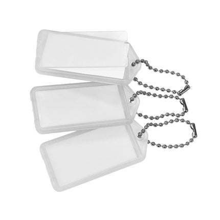 Porte-clés étiquettes avec chaîne à billes - 60 x 27 mm - 100 pièces